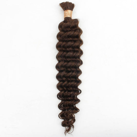 Medium Brown Deep Wave Bulk Human Hair Extensions